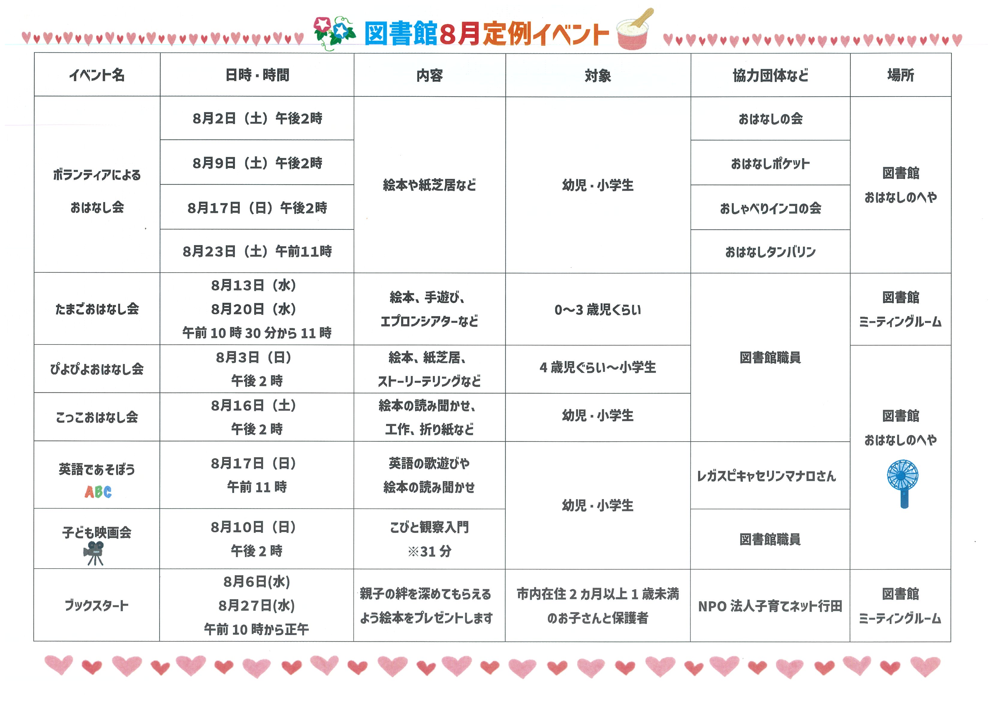 8月定例イベント